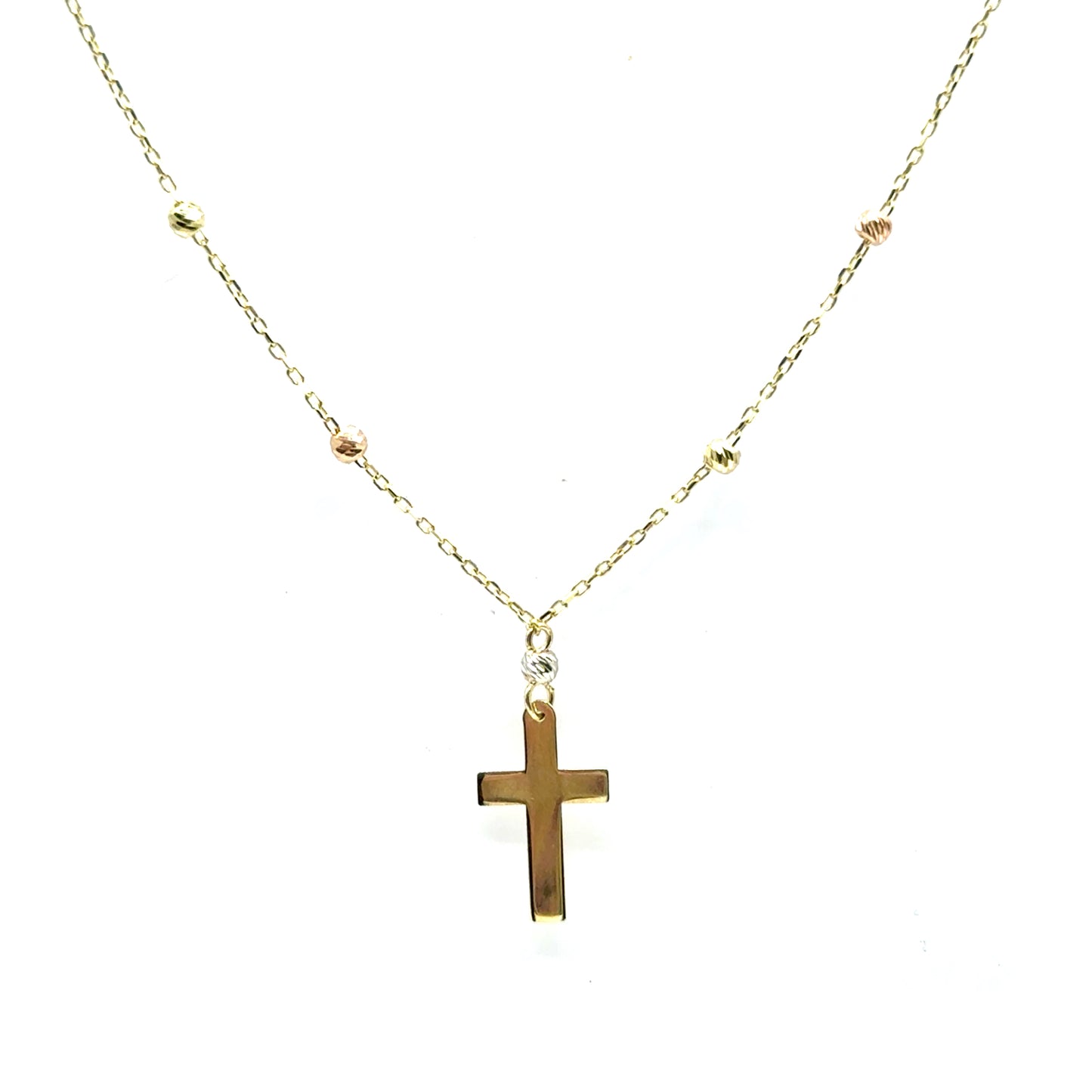 Collar (bolitas con cruz) en Oro 10K