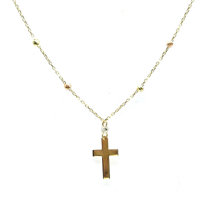 Collar (bolitas con cruz) en Oro 10K