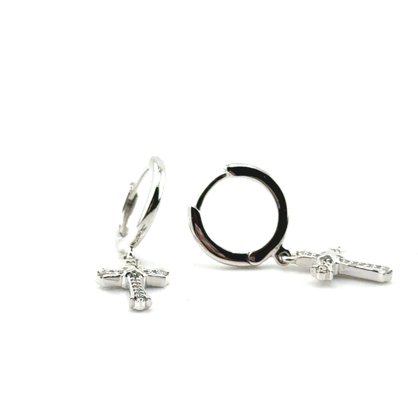 Argollas (cruz) de Diamantes en Plata