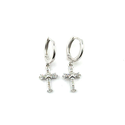 Argollas (cruz) de Diamantes en Plata