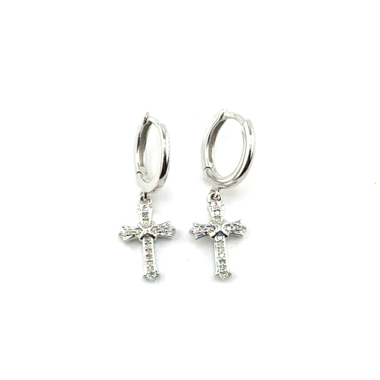 Argollas (cruz) de Diamantes en Plata