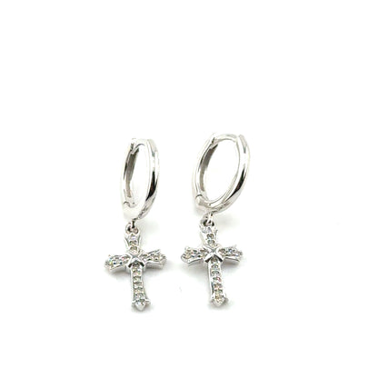 Argollas (cruz) de Diamantes en Plata