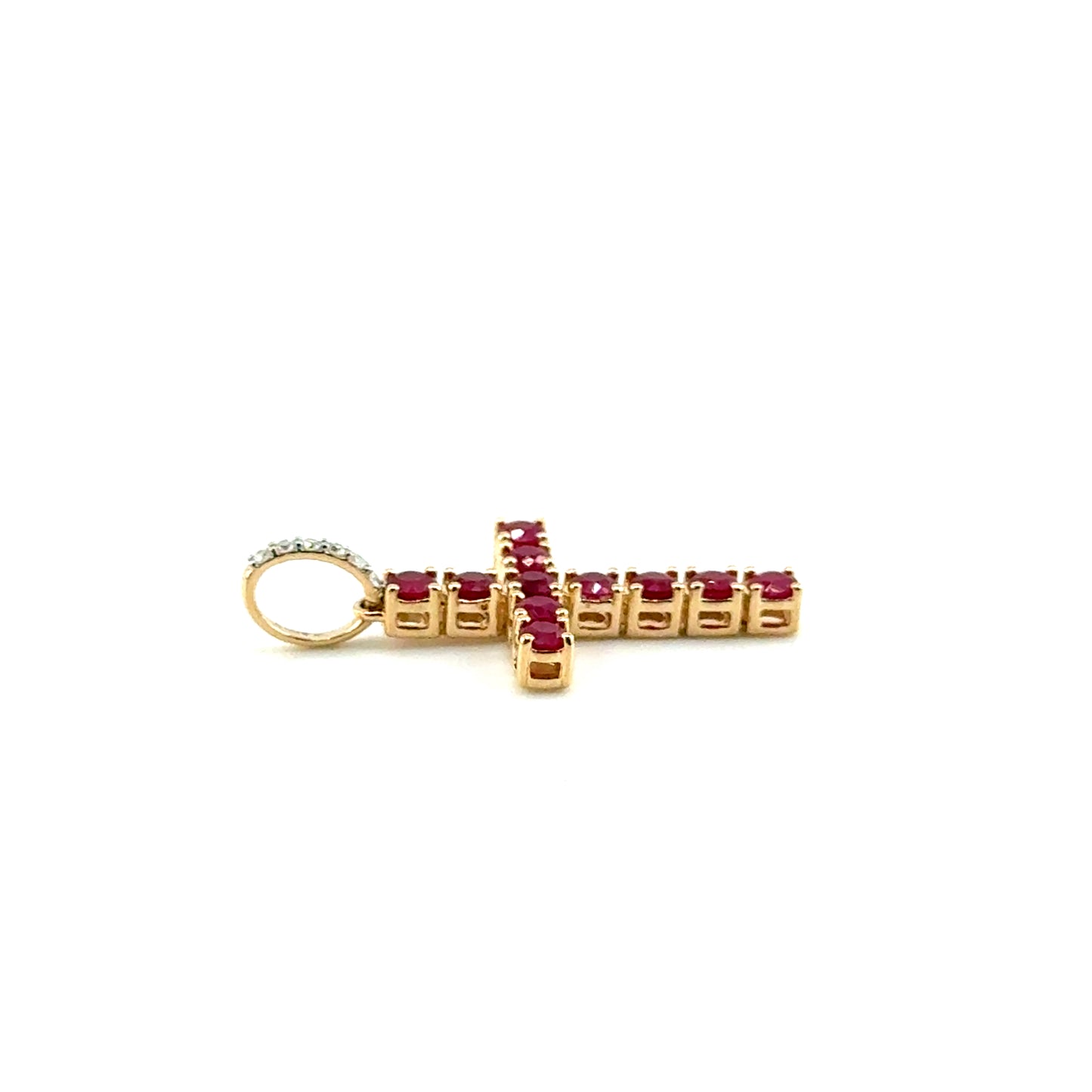 Dije Cruz de Rubi en Oro 14K