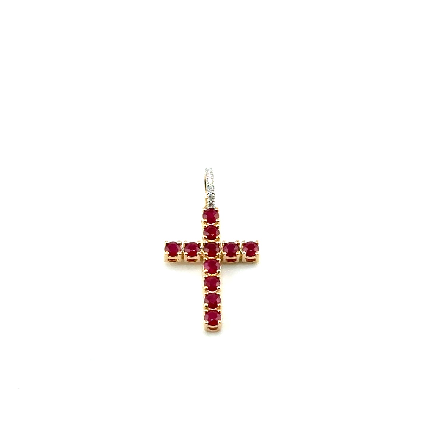 Dije Cruz de Rubi en Oro 14K
