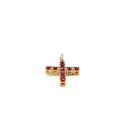 Dije Cruz de Rubi en Oro 14K