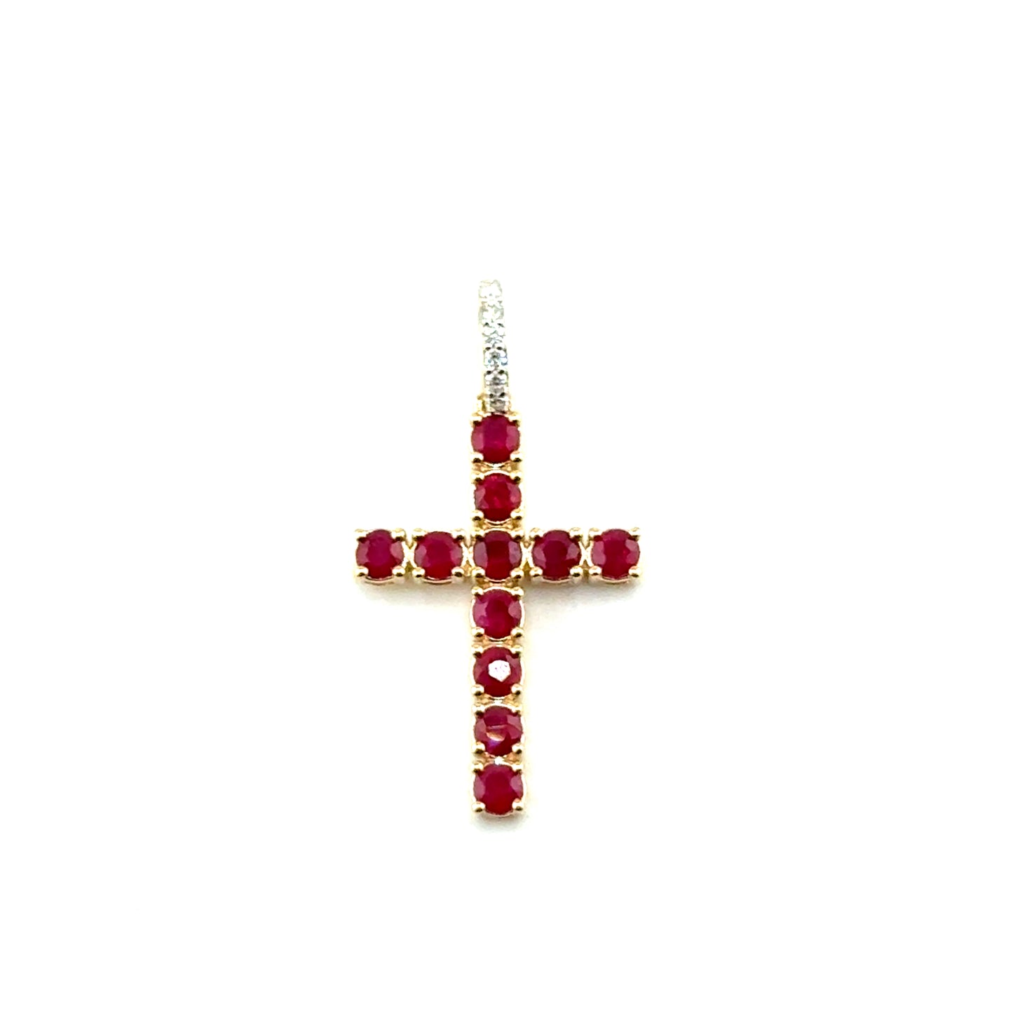 Dije Cruz de Rubi en Oro 14K