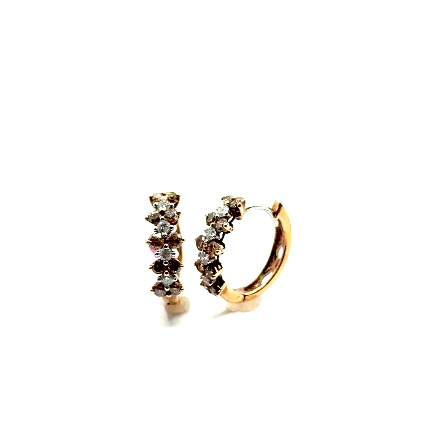 Aretes de Diamantes Chocolates en Oro 14K