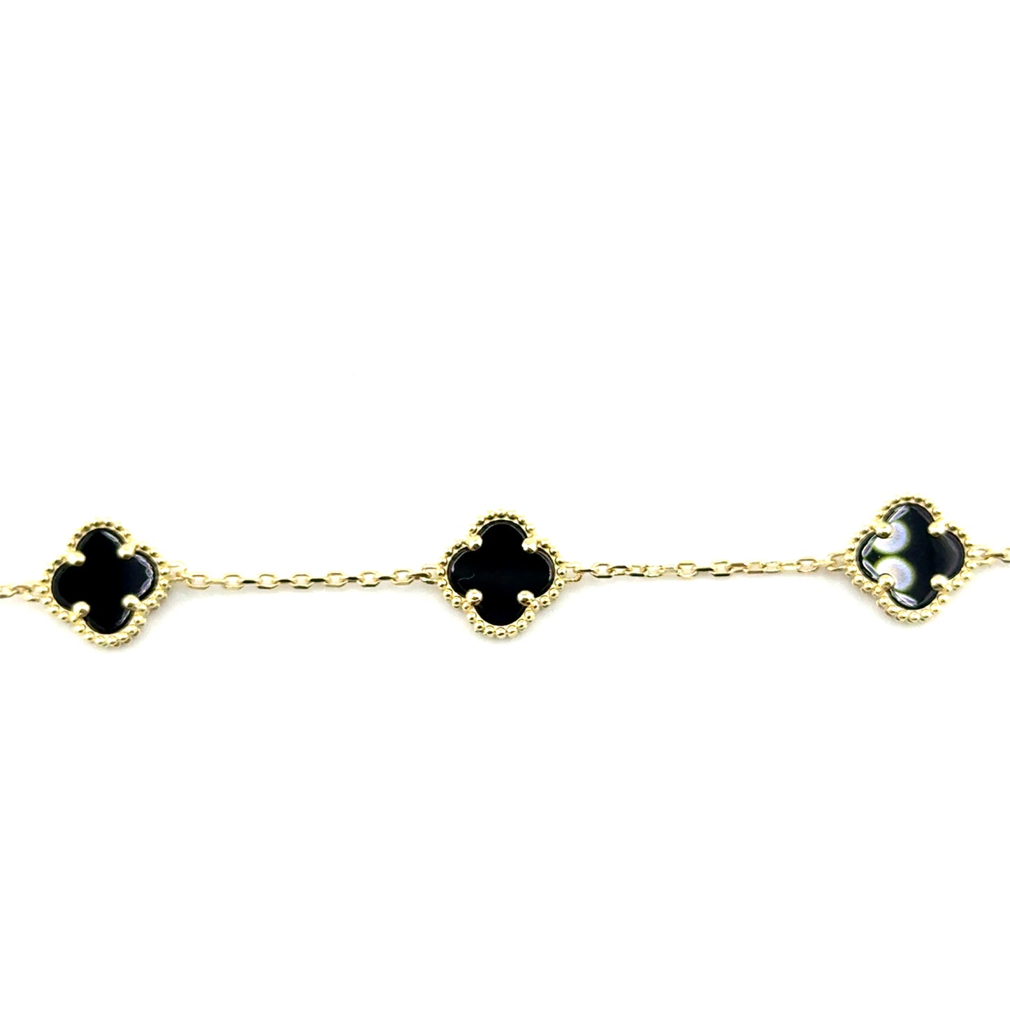 Pulsera Trebol 10mm (negro) en Oro 10K