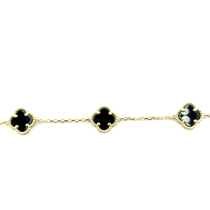 Pulsera Trebol 10mm (negro) en Oro 10K