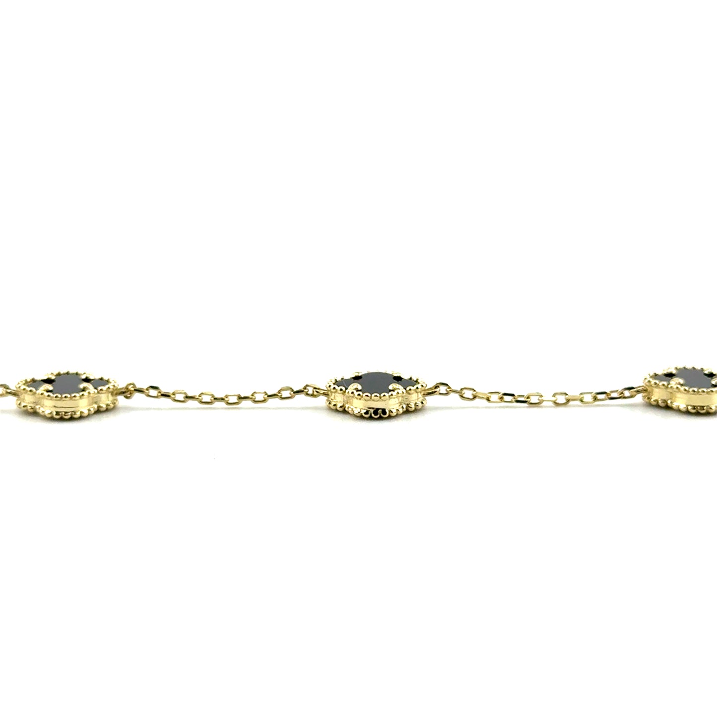 Pulsera Trebol 10mm (negro) en Oro 10K