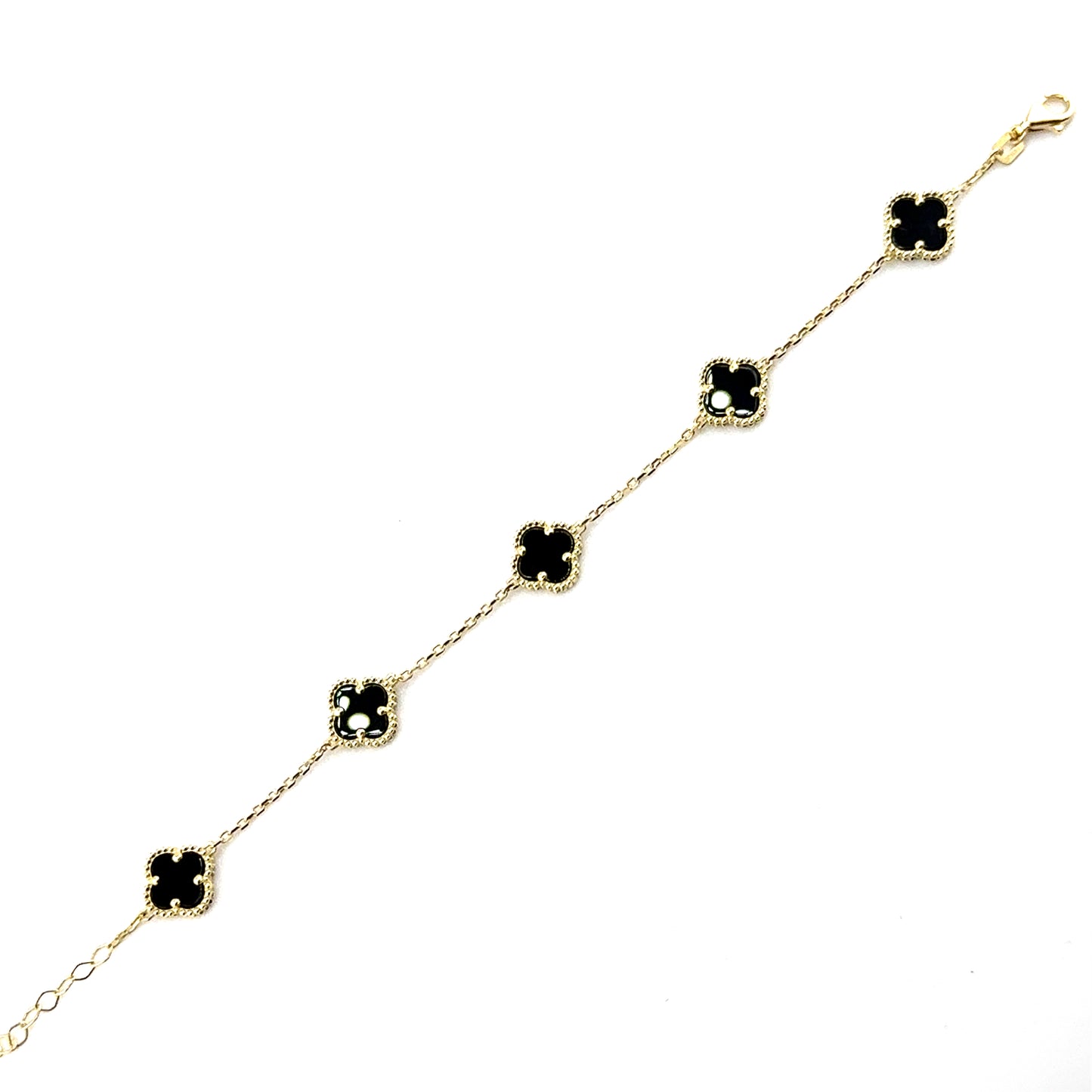 Pulsera Trebol 10mm (negro) en Oro 10K