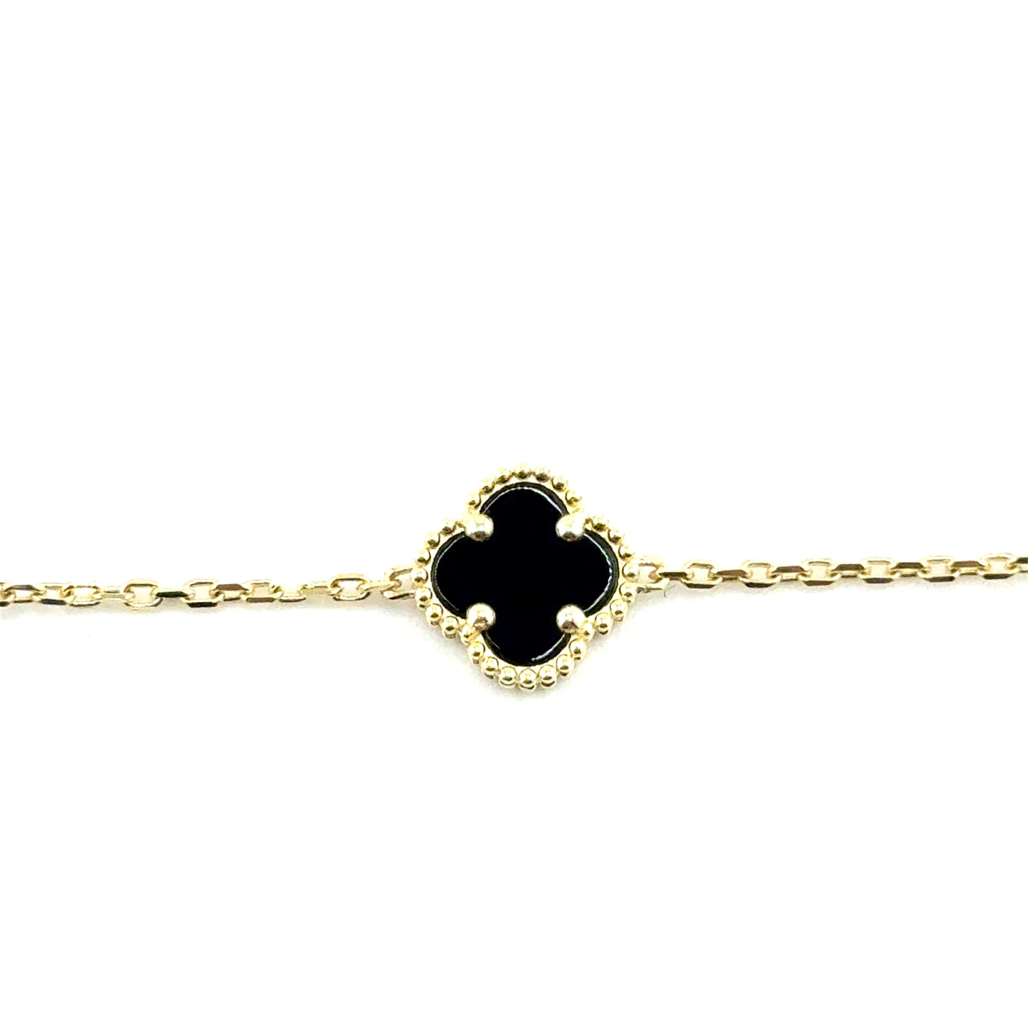 Pulsera Trebol 10mm (negro) en Oro 10K