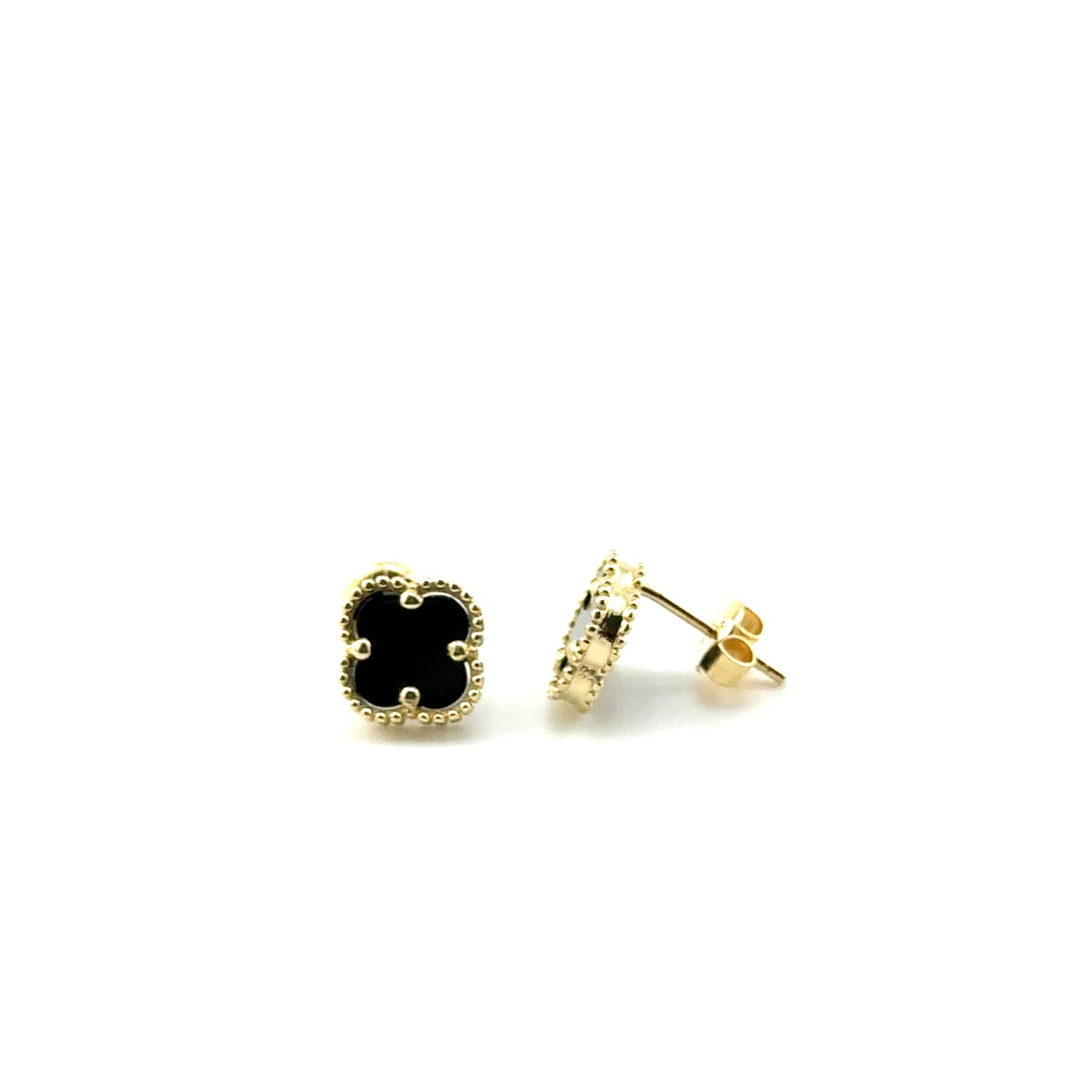 Aretes Trebol (negro) en Oro 10k