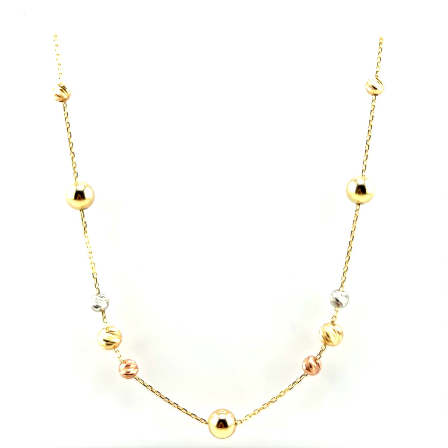 Collar de Bolitas en Oro 14K (Tres Tonos)