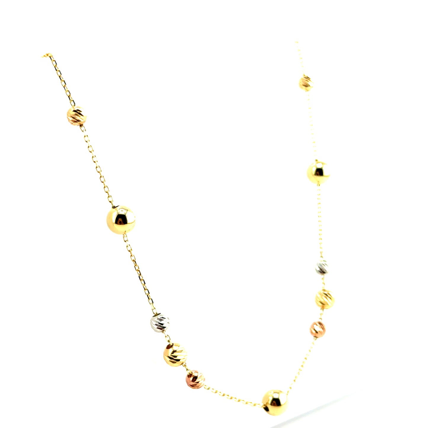 Collar de Bolitas en Oro 14K (Tres Tonos)