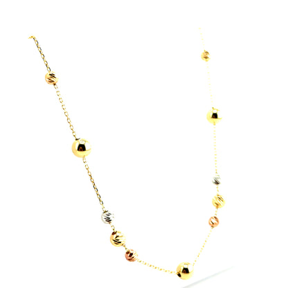 Collar de Bolitas en Oro 14K (Tres Tonos)