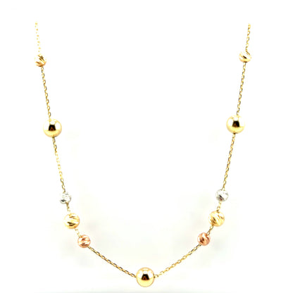 Collar de Bolitas en Oro 14K (Tres Tonos)