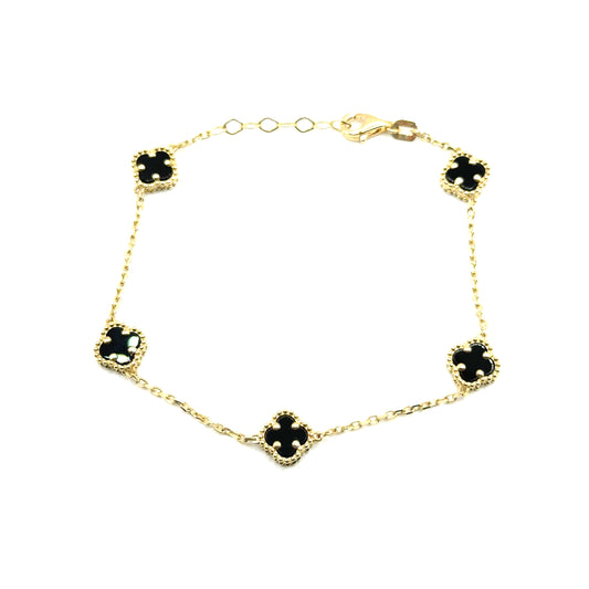 Pulsera Trebol (negro) en Oro 10K