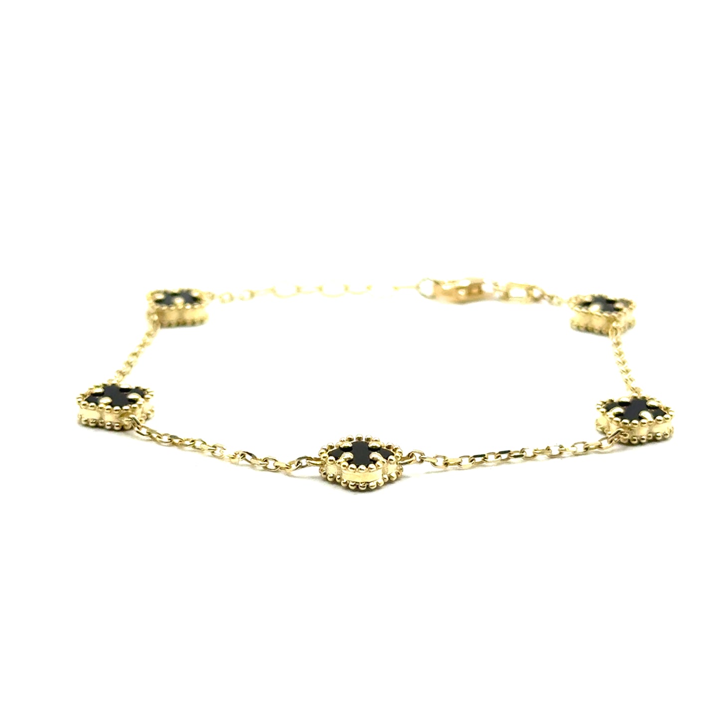 Pulsera Trebol (negro) en Oro 10K