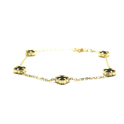 Pulsera Trebol (negro) en Oro 10K