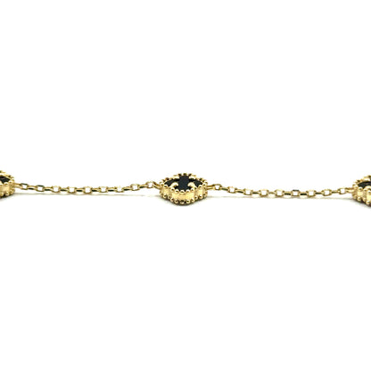 Pulsera Trebol (negro) en Oro 10K