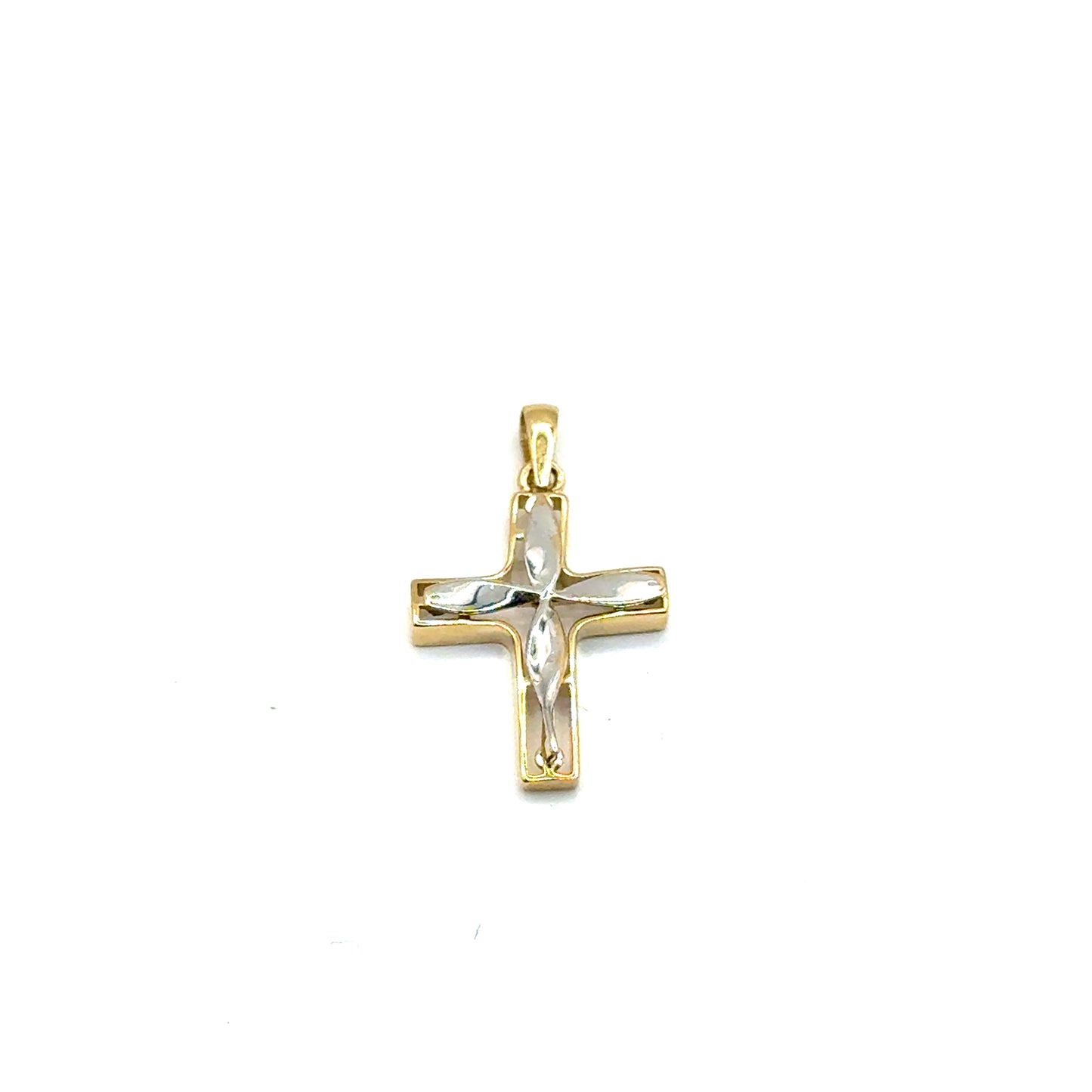 Dije Cruz (dos tonos) en Oro 14K