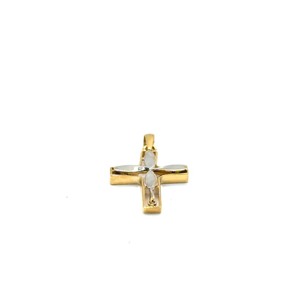 Dije Cruz (dos tonos) en Oro 14K