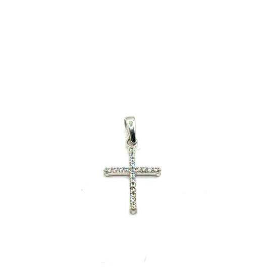 Dije Cruz en Oro Blanco 14K