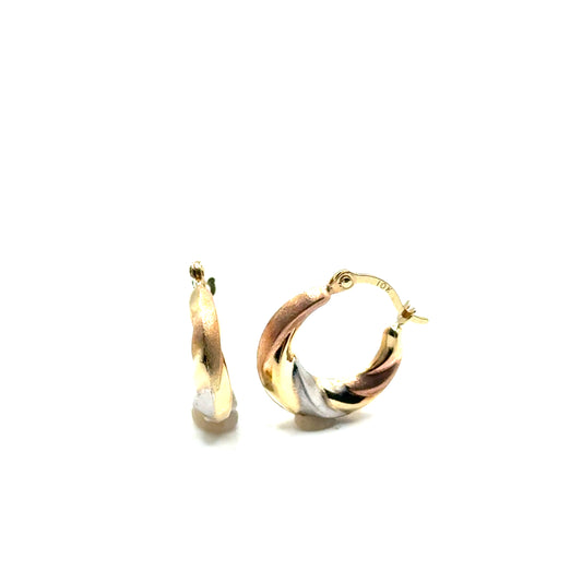 Argollas (matte) en Oro 10K (tres tonos)