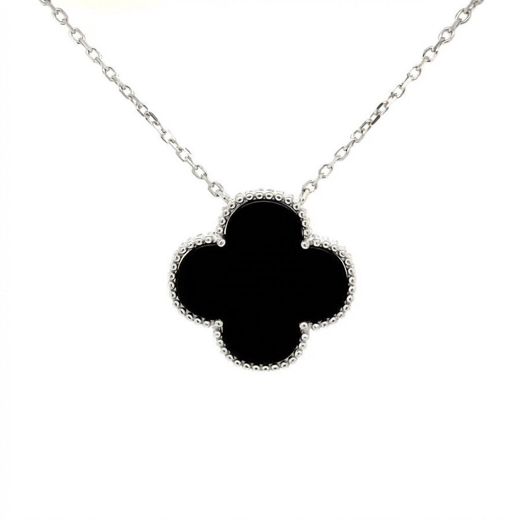 Collar Trebol (negro) en Plata 925