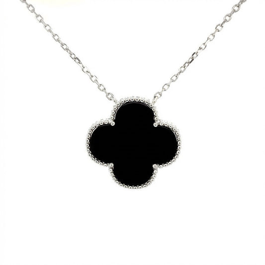 Collar Trebol (negro) en Plata 925
