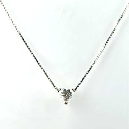 Collar (corazon) con Moissanita en Plata
