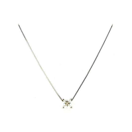 Collar (solitario corte princesa) de Moissanita en Plata