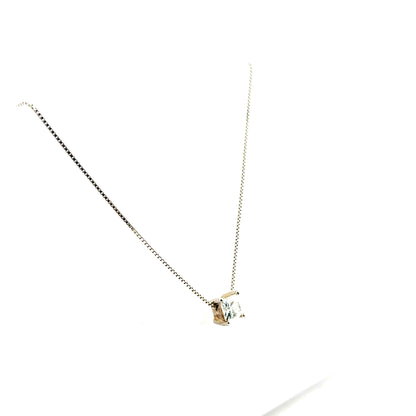 Collar (solitario corte princesa) de Moissanita en Plata