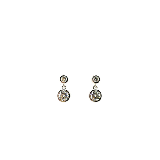 Aretes (doble bisel) de Moissanita en Plata