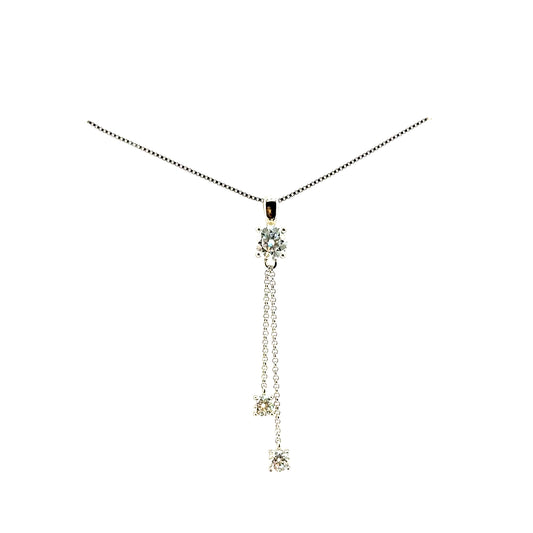 Collar (tipo lazo) de Moissanita en Plata