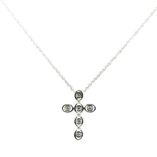 Collar (cruz) de Diamantes Laboratorio en Plata 925