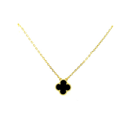 Collar Trebol (negro ónix) en Plata