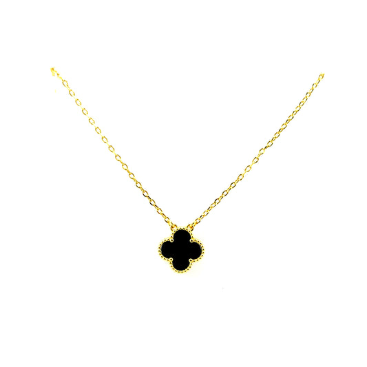 Collar Trebol (negro ónix) en Plata
