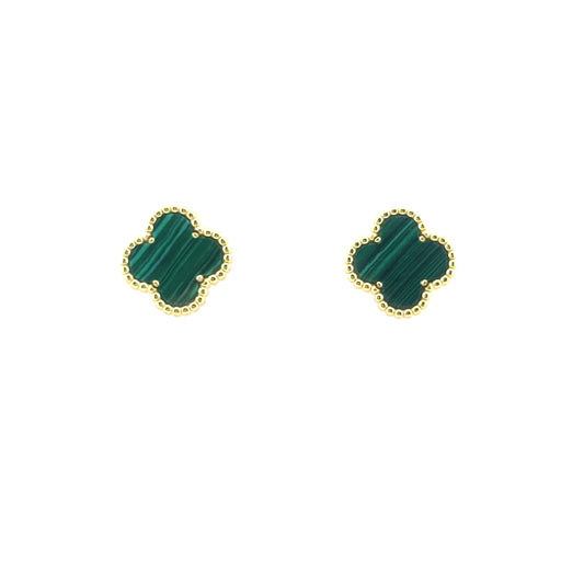 Aretes Trébol (Malaquita) en Plata