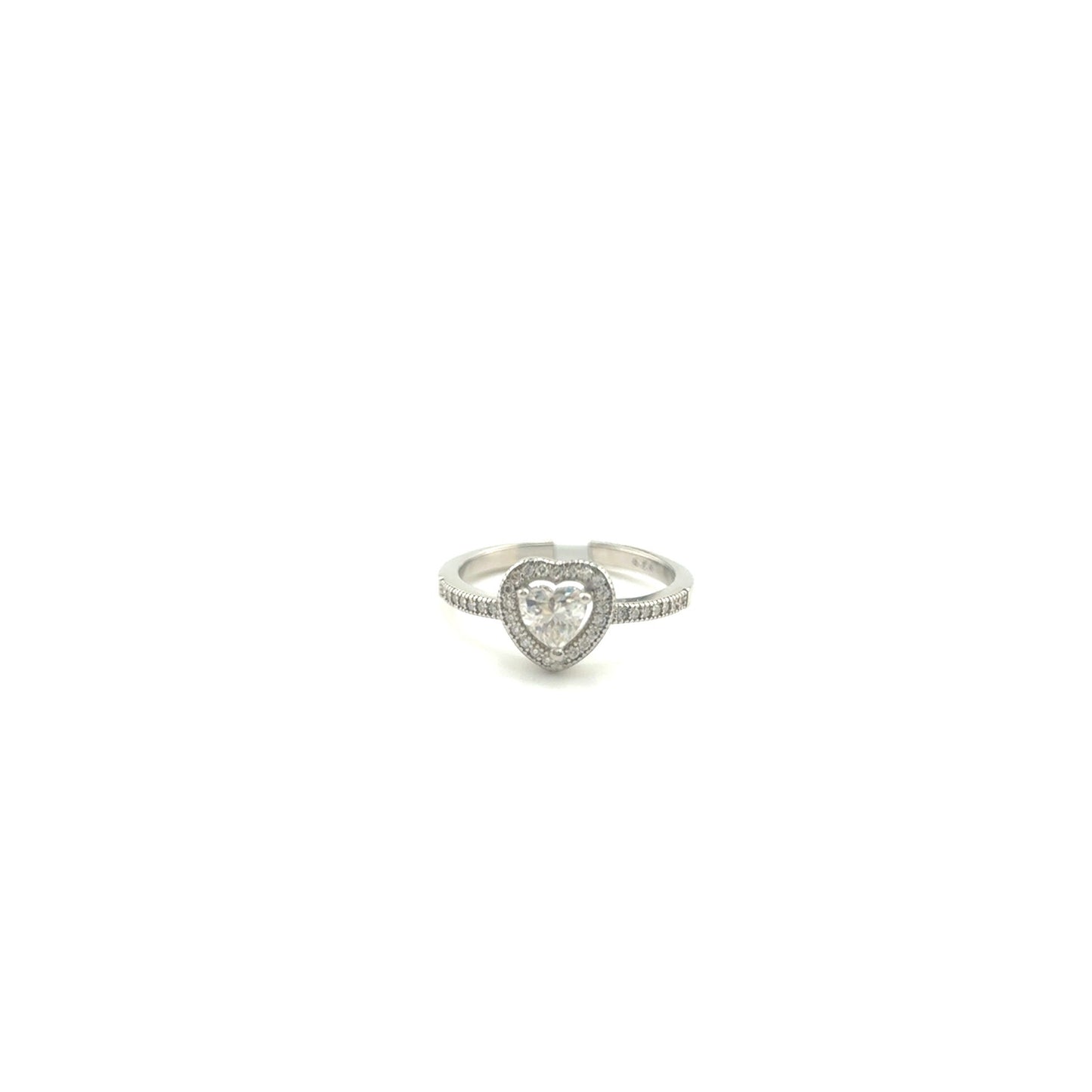 Anillo (corazon) de Moissanita en Plata