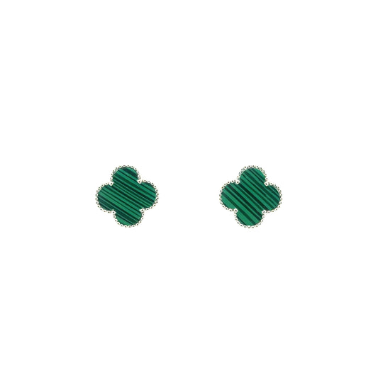 Aretes Trébol (Malaquita) en Plata