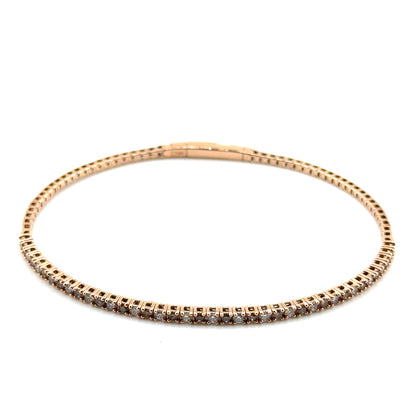 Caña Flexible con Diamantes Laboratorio (chocolate) en Oro 14K