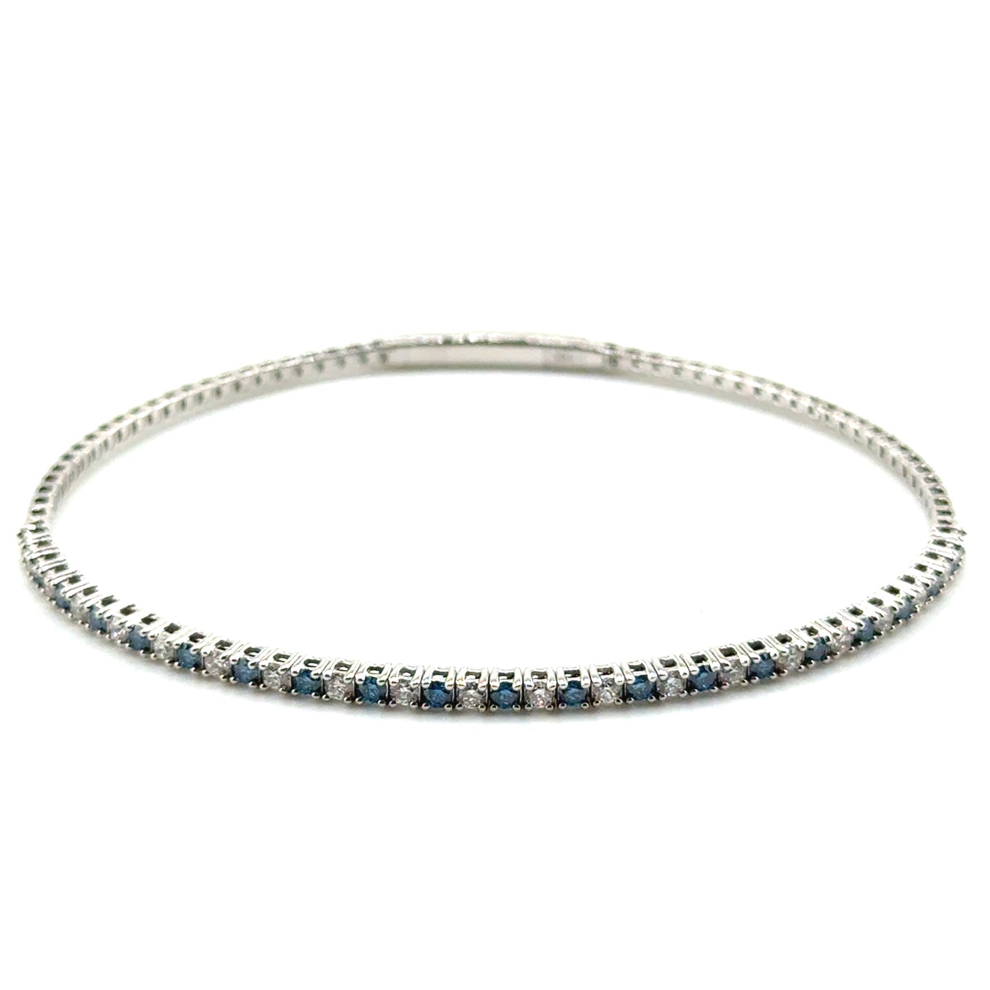 Caña Flexible con Diamantes Laboratorio (azul) en Oro 14K