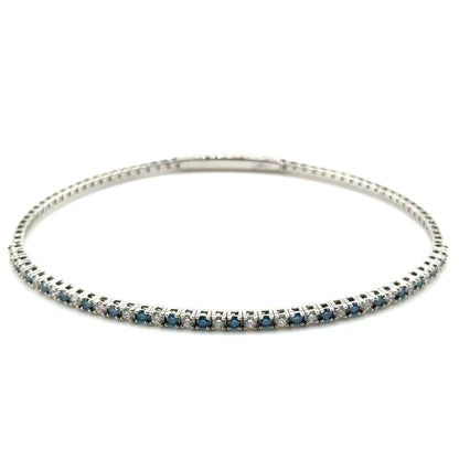 Caña Flexible con Diamantes Laboratorio (azul) en Oro 14K