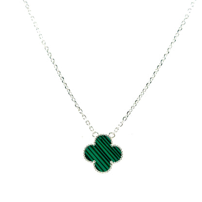 Collar Trebol (malaquita) en Plata