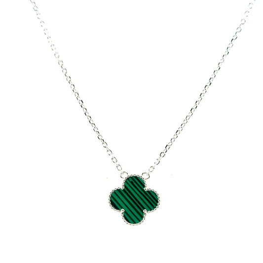 Collar Trebol (malaquita) en Plata
