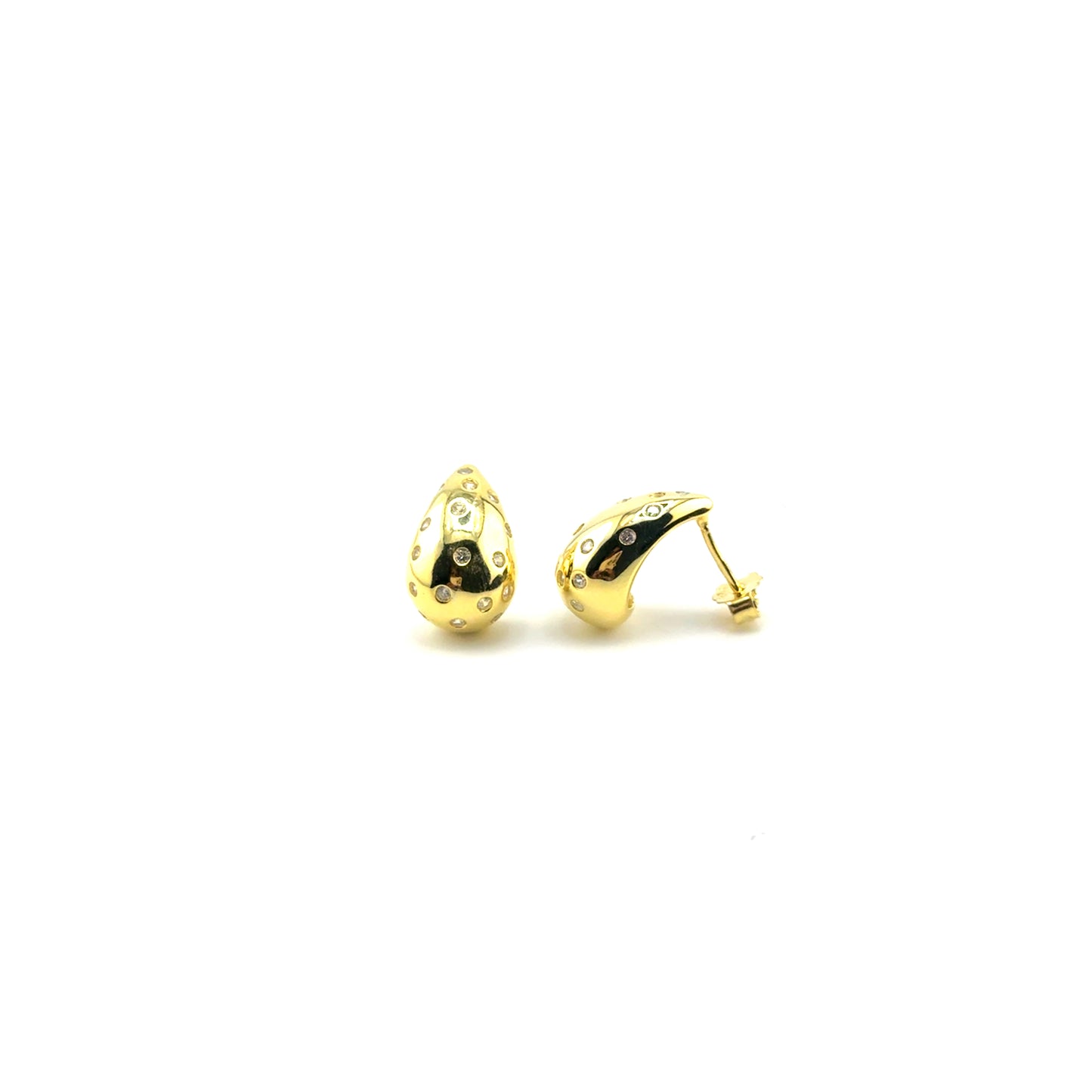 Aretes (gota) en Plata (baño de oro) con Circones