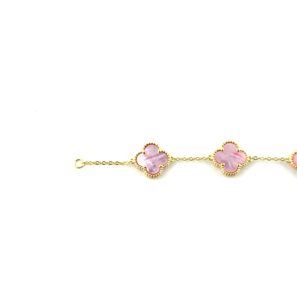 Pulsera Trebol (Rosado Madre de perla) en Plata