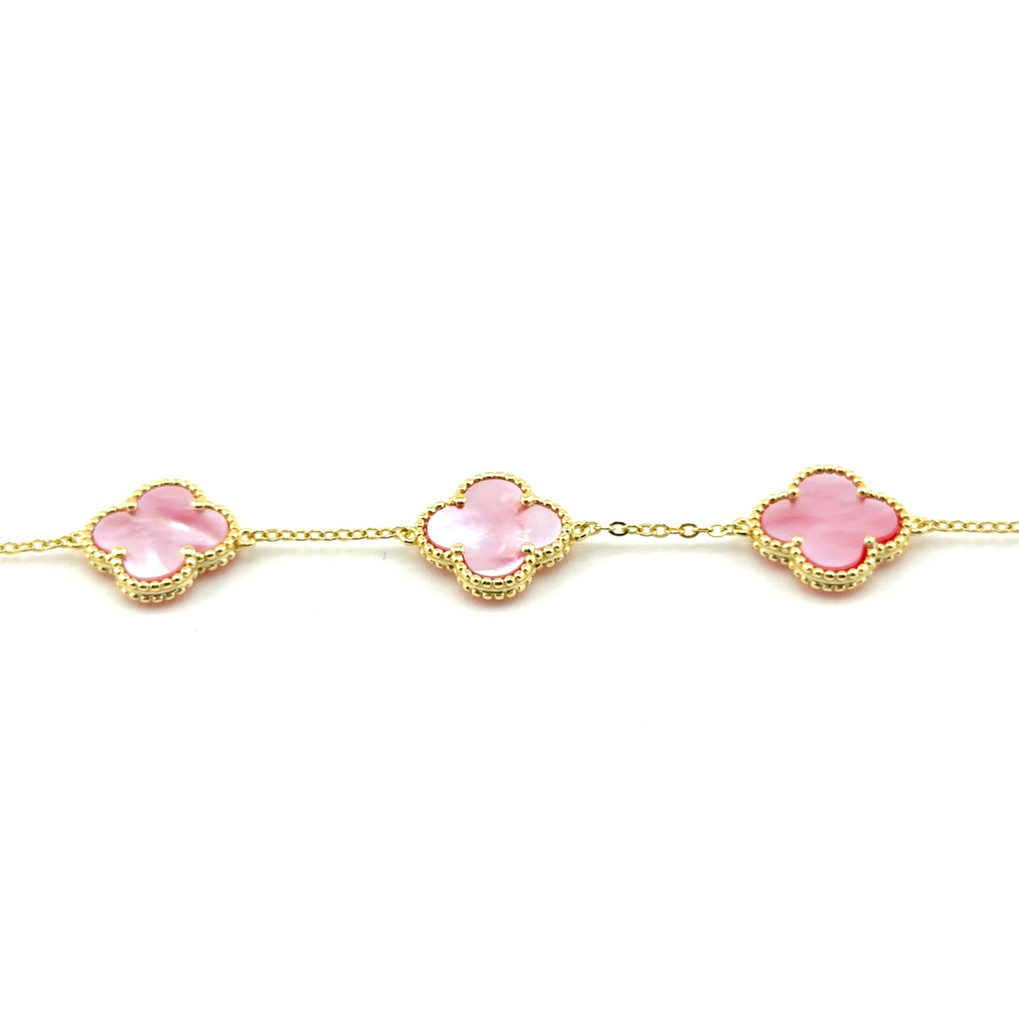 Pulsera Trebol (Rosado Madre de perla) en Plata